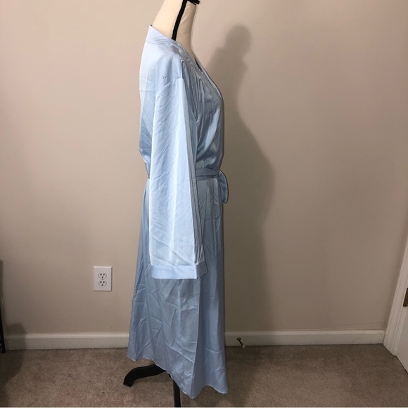 Fox & Royal Slinky Midi Robe Sky Blue Size Medium Pockets Attached Tie Belt NEW - Picture 8 of 9